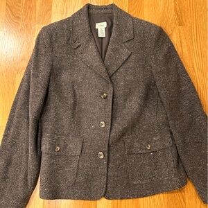 L.L. Bean Brown Tweed Jacket Blazer